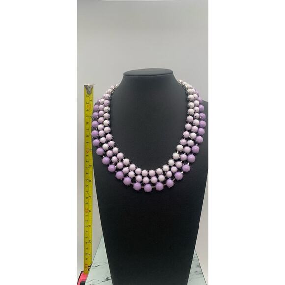Lavender Purple Prong Set 3 Layer Choker Collar Necklace - Picture 4 of 5